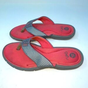 Ryka Sandals “Refresh” Thong Flip Flop Memory foam Gray Salmon sz 9